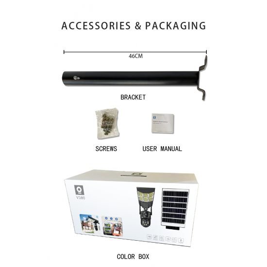 HY-D001-4G-6MP 4G AI Соларна Камера с Двойна Леща и Улично Осветление  ( APP:V380PRO ) 180W