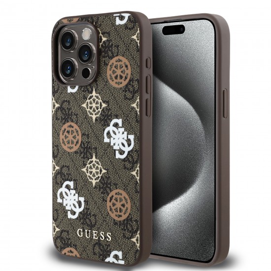 3037 GUESS HC MAGSAFE PU PEONY ON 4G BACKGROUND BROWN IP15 PRO