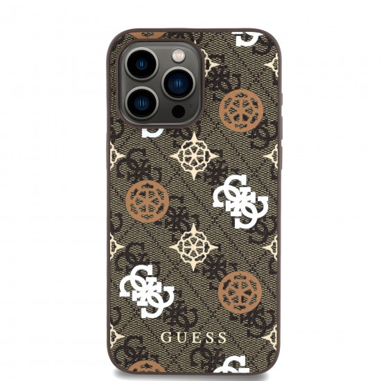3037 GUESS HC MAGSAFE PU PEONY ON 4G BACKGROUND BROWN IP15 PRO