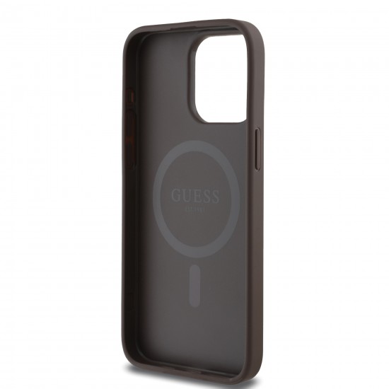 3037 GUESS HC MAGSAFE PU PEONY ON 4G BACKGROUND BROWN IP15 PRO