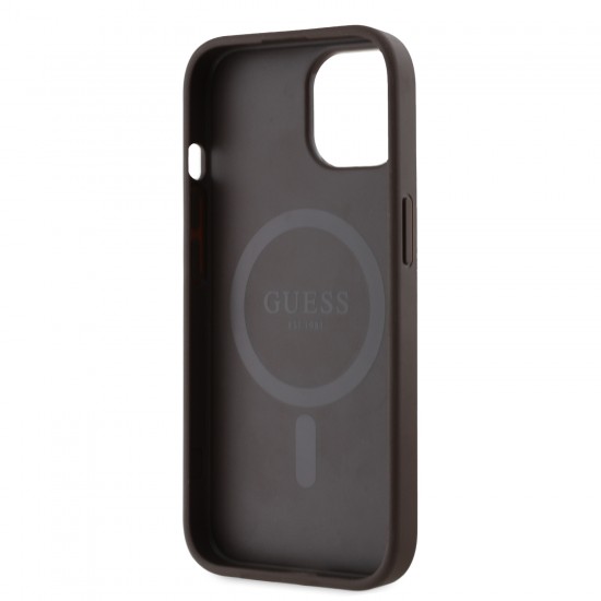 3020 GUESS HC MAGSAFE PU PEONY ON 4G BACKGROUND BROWN IP15