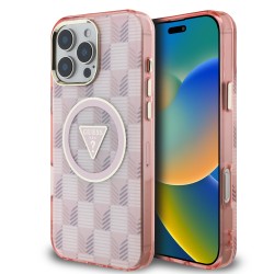 3543 GUESS HC MAGSAFE IML METAL OUTLINE JET SET PRINT TRIANGLE PINK IP16 PRO MAX