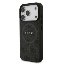 0980 GUESS HC MAGSAFE PU 4G RING CLASSIC LOGO BLACK IP17 PRO