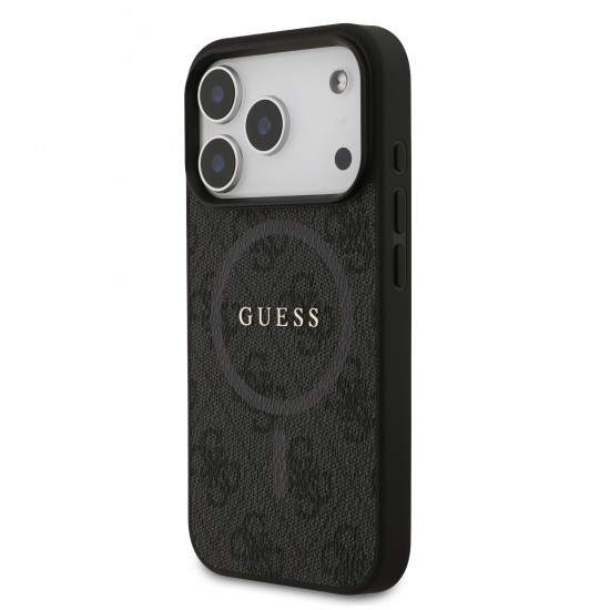 0980 GUESS HC MAGSAFE PU 4G RING CLASSIC LOGO BLACK IP17 PRO