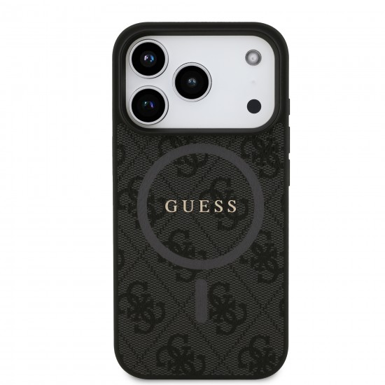 0980 GUESS HC MAGSAFE PU 4G RING CLASSIC LOGO BLACK IP17 PRO