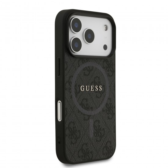 0980 GUESS HC MAGSAFE PU 4G RING CLASSIC LOGO BLACK IP17 PRO