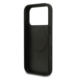 9704 GUESS HC MAGSAFE PU W/ PEONY HOT STAMP BLACK IP17 PRO MAX