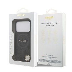 0980 GUESS HC MAGSAFE PU 4G RING CLASSIC LOGO BLACK IP17 / 18 PRO