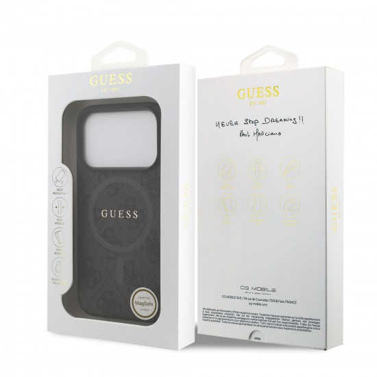 0980 GUESS HC MAGSAFE PU 4G RING CLASSIC LOGO BLACK IP17 PRO
