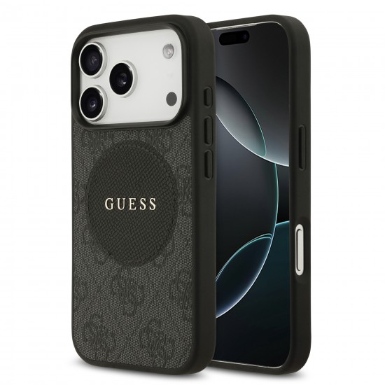 9984 GUESS HC MAGSAFE PU 4G CIRCLE W/ CLASSIC LOGO BLACK IP17 PRO
