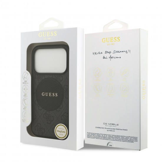 9984 GUESS HC MAGSAFE PU 4G CIRCLE W/ CLASSIC LOGO BLACK IP17 PRO