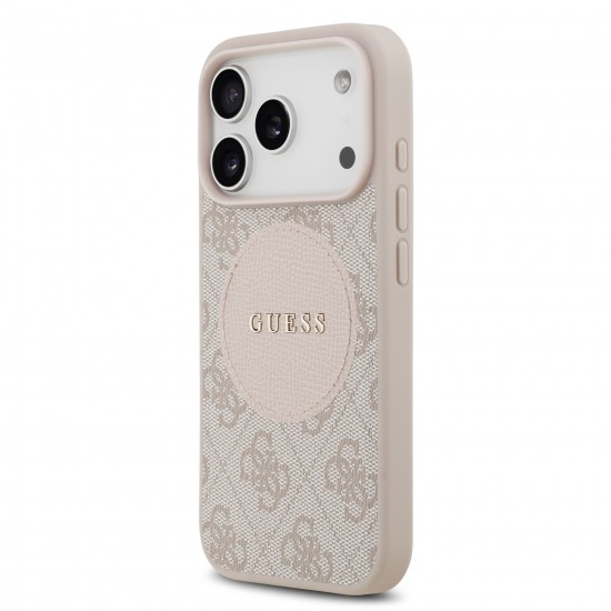0065 GUESS HC MAGSAFE PU 4G CIRCLE W/ CLASSIC LOGO PINK IP17 PRO