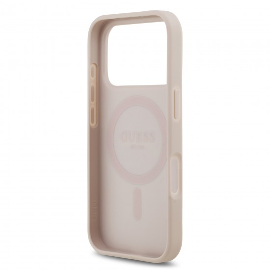 0065 GUESS HC MAGSAFE PU 4G CIRCLE W/ CLASSIC LOGO PINK IP17 PRO