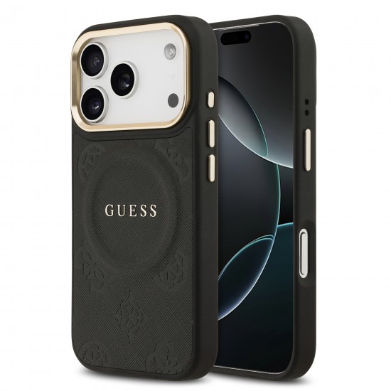 9698 GUESS HC MAGSAFE PU W/ PEONY HOT STAMP BLACK IP17 PRO