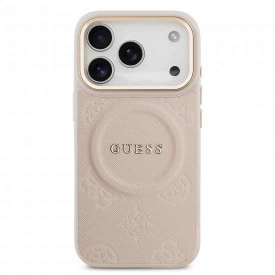 9858 GUESS HC MAGSAFE PU W/ PEONY HOT STAMP PINK IP17 PRO