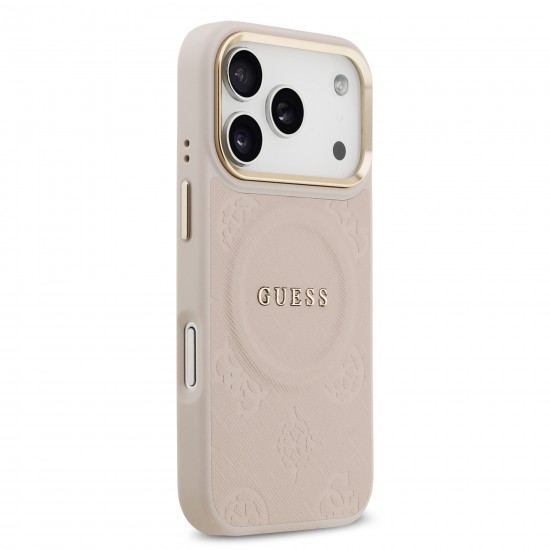 9858 GUESS HC MAGSAFE PU W/ PEONY HOT STAMP PINK IP17 PRO