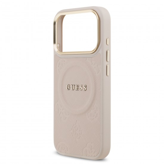 9858 GUESS HC MAGSAFE PU W/ PEONY HOT STAMP PINK IP17 PRO