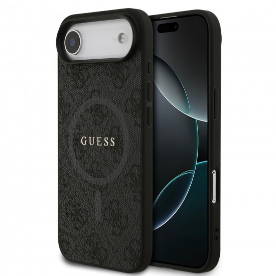 0973 GUESS HC MAGSAFE PU 4G RING CLASSIC LOGO BLACK IP17 AIR