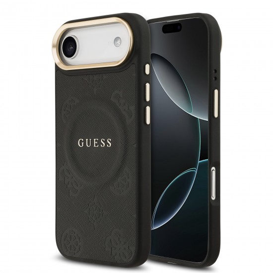 9681 GUESS HC MAGSAFE PU W/ PEONY HOT STAMP BLACK IP17 AIR