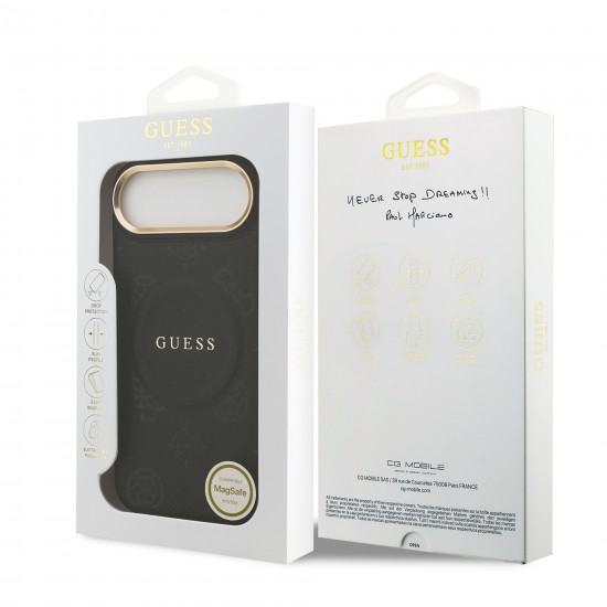 9681 GUESS HC MAGSAFE PU W/ PEONY HOT STAMP BLACK IP17 AIR
