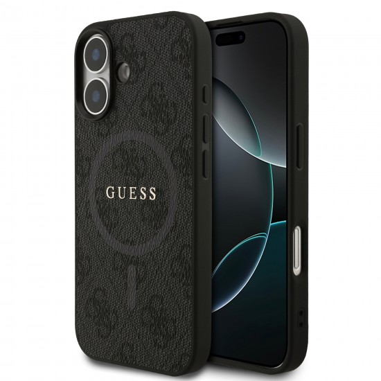 0966 GUESS HC MAGSAFE PU 4G RING CLASSIC LOGO BLACK IP17
