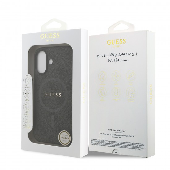 0966 GUESS HC MAGSAFE PU 4G RING CLASSIC LOGO BLACK IP17
