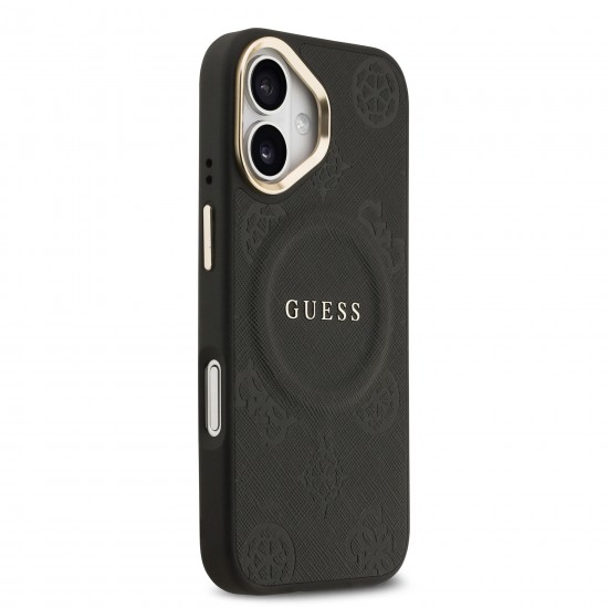 9674 GUESS HC MAGSAFE PU W/ PEONY HOT STAMP BLACK IP17