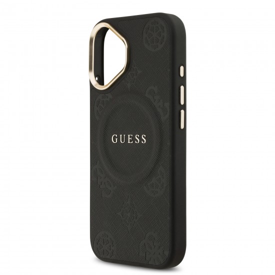9674 GUESS HC MAGSAFE PU W/ PEONY HOT STAMP BLACK IP17