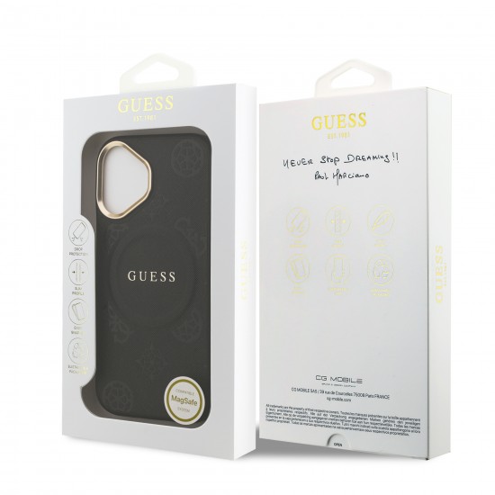 9674 GUESS HC MAGSAFE PU W/ PEONY HOT STAMP BLACK IP17