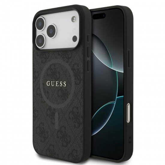 0997 GUESS HC MAGSAFE PU 4G RING CLASSIC LOGO BLACK IP17 PRO MAX