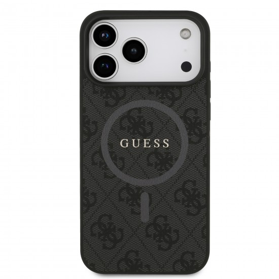 0997 GUESS HC MAGSAFE PU 4G RING CLASSIC LOGO BLACK IP17 PRO MAX