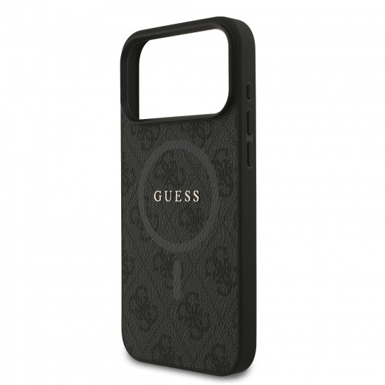 0997 GUESS HC MAGSAFE PU 4G RING CLASSIC LOGO BLACK IP17 PRO MAX
