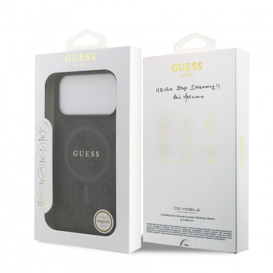 0997 GUESS HC MAGSAFE PU 4G RING CLASSIC LOGO BLACK IP17 PRO MAX