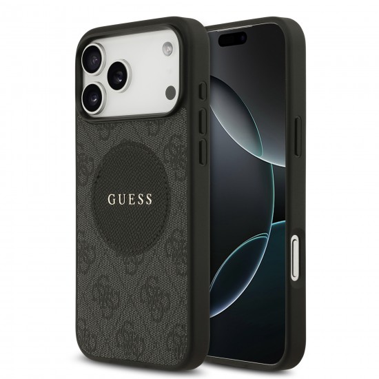 9991 GUESS HC MAGSAFE PU 4G CIRCLE W/ CLASSIC LOGO BLACK IP17 PRO MAX