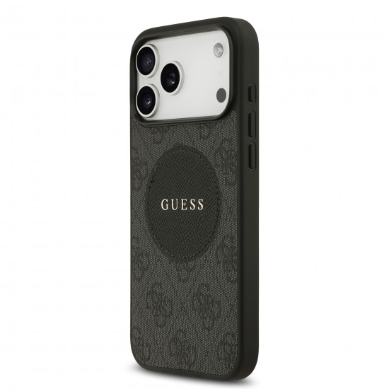 9991 GUESS HC MAGSAFE PU 4G CIRCLE W/ CLASSIC LOGO BLACK IP17 PRO MAX