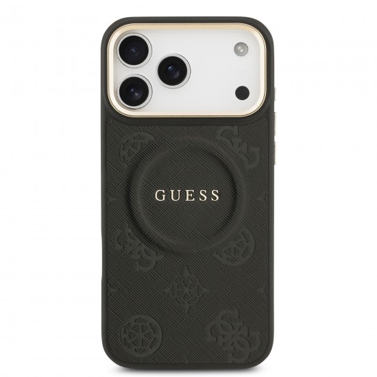 9704 GUESS HC MAGSAFE PU W/ PEONY HOT STAMP BLACK IP17 PRO MAX