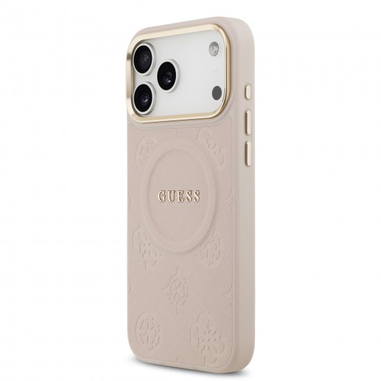 9865 GUESS HC MAGSAFE PU W/ PEONY HOT STAMP PINK IP17 PRO MAX