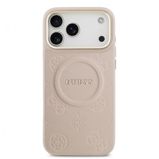 9865 GUESS HC MAGSAFE PU W/ PEONY HOT STAMP PINK IP17 PRO MAX