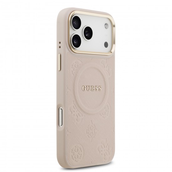 9865 GUESS HC MAGSAFE PU W/ PEONY HOT STAMP PINK IP17 PRO MAX