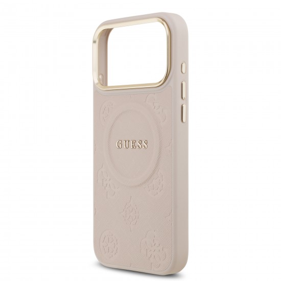 9865 GUESS HC MAGSAFE PU W/ PEONY HOT STAMP PINK IP17 PRO MAX
