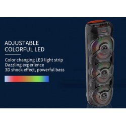 Караоке Bluetooth тонколона Sing-E ZQS10302 – 3 x 10", 75W, RGB LED, безжичен микрофон, USB/TF/FM