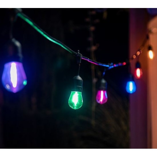 9038 10БР. IP44 Водоустойчиви соларни висящи LED гирлянди S14 филаментни крушки, 6.5 метра, автоматично включване, дистанционно, солар