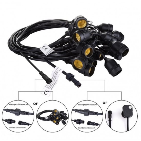 9038 10БР. IP44 Водоустойчиви соларни висящи LED гирлянди S14 филаментни крушки, 6.5 метра, автоматично включване, дистанционно, солар