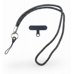 Тъмно Сив VR-11 Универсални  лъскави връзки за врат с найлонова крепка за телефон - 55cm