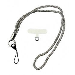 Бял VR-11 Универсални  лъскави връзки за врат с найлонова крепка за телефон - 55cm