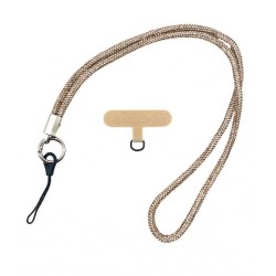 Златист VR-11 Универсални  лъскави връзки за врат с найлонова крепка за телефон - 55cm