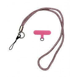 Розов VR-11 Универсални  лъскави връзки за врат с найлонова крепка за телефон - 55cm