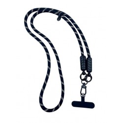 Черен с бели ивици VR-9 Универсални цветни връзки за врат с найлонова крепка за телефон 