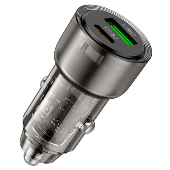 HOCO адаптер 12V Z52 с 2 изходa USB QC3.0 и USB-C PD20W - Черен