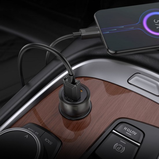 HOCO адаптер 12V Z52 с 2 изходa USB QC3.0 и USB-C PD20W - Черен